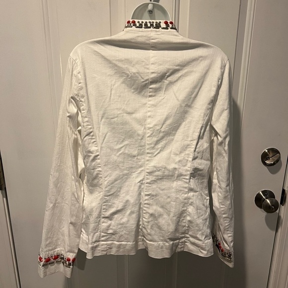 CHICO'S White Jean Studded Jacket NWT- SIZE 1/M - Picture 8 of 8